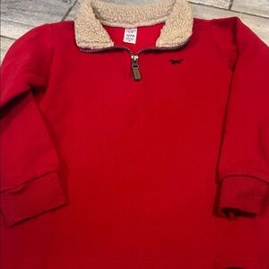 Carter's Red Holiday Pullover with Cream Sherpa Collar Boys Size 7
